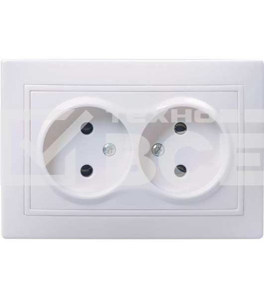 Розетка 2-м СП Кварта 10А IP20 без заземл. бел. ИЭК ERK23-K01-10-DM