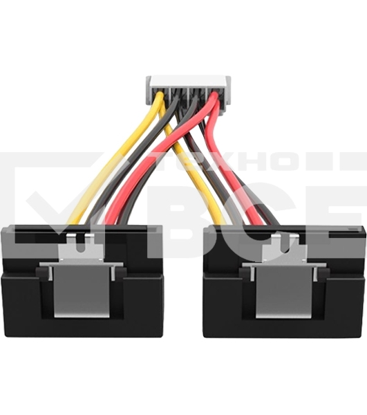 Кабель-переходник питания Vention MOLEX 4pin M / 2 x SATA 15pin F угол 90 - 0.15м KDCBB