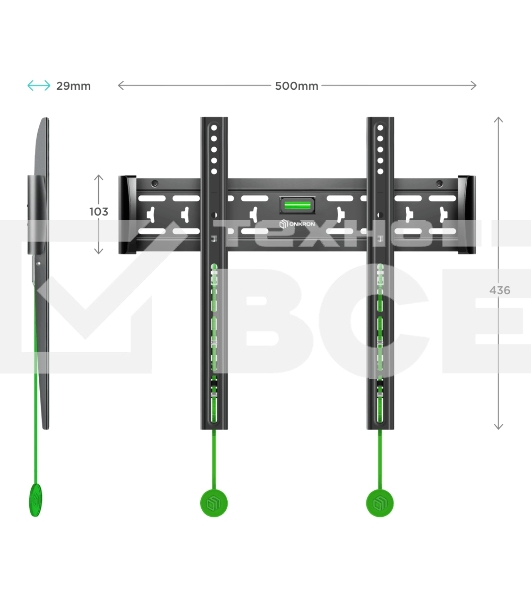 Кронштейн ONKRON FM5 / 32-55'' макс 400*400 наклон 0º от стены: 29мм макс вес 56,8кг