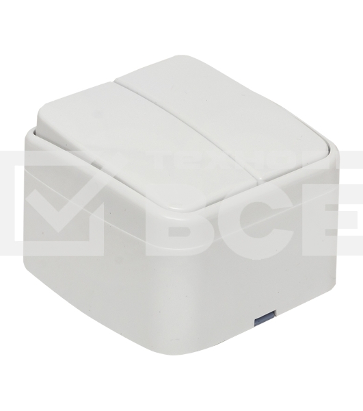 Выключатель 2-клавишный ОП 10А белый Минск EKF Basic