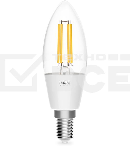 Лампа светодиодная филаментная Gauss Smart Home DIM E14 C35 4,5 Вт 1/10/40