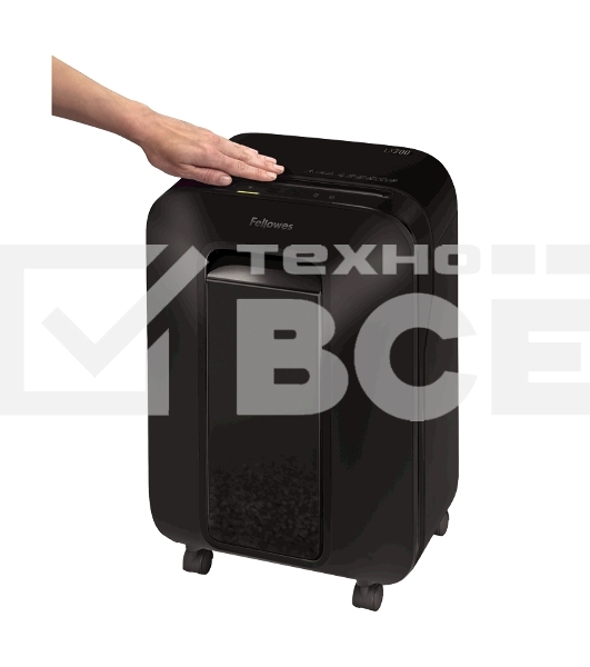 Шредер Fellowes PowerShred LX200 черный (секр.P-4)/перекрестный/12лист./22лтр./скрепки/скобы/пл.карты