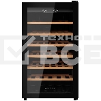 Винный шкаф Kuppersberg RSW 82, отдельностоящий, High-Tech, объем 128 л, вместимость 40 бутылок, диапазон температуры 5-20 градусов, механическое открытие двери, 6 полок из бука, LCD дисплей, уровень шума 38 дБ, черный, фото24