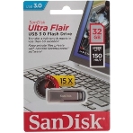 Флешка USB Sandisk CZ73 Cruzer Ultra Flair (SDCZ73-032G-G46), 32Gb, USB 3.0, R/W 150/45, серебристый/черный, фото13