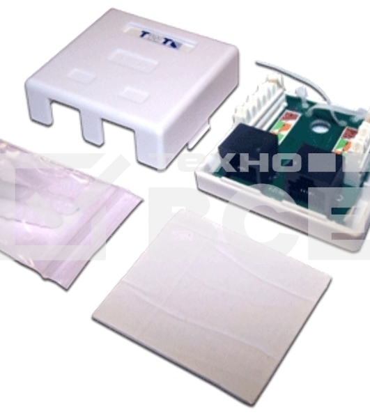 Настенная розетка, 2 порта RJ-45 категории 6, STP, белая