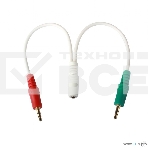 Кабель аудио сигнала Cablexpert, Jack3.5 нушники + 3.5 микрофон-> Jack3.5 4pin, длина 20см, белый, фото2