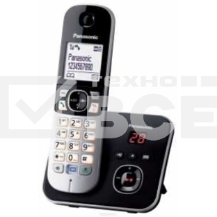 Телефон беспроводной (DECT) Panasonic KX-TG6821RUB (черный), автоответчик,определитель номера,телефонный справочник 120 зап.}
