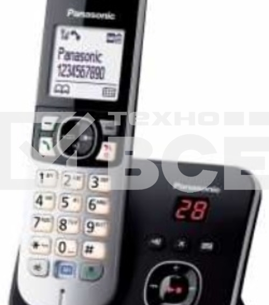 Телефон беспроводной (DECT) Panasonic KX-TG6821RUB (черный), автоответчик,определитель номера,телефонный справочник 120 зап.}