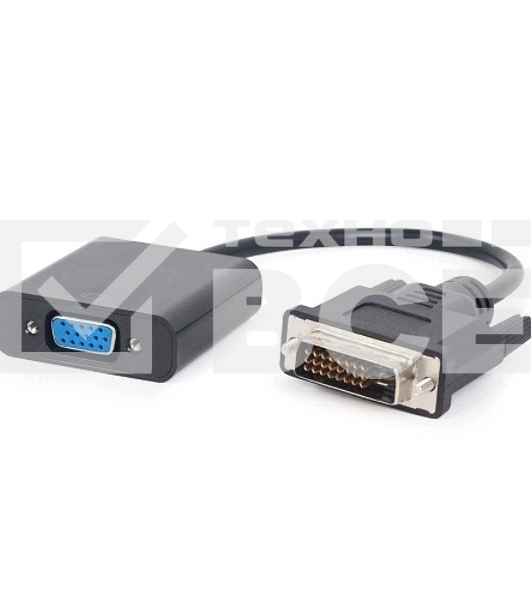 Переходник DVI-D-VGA Cablexpert A-DVID-VGAF-01, 25M/15F, длина кабеля 0,2м, черный, пакет