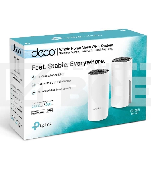 Роутер беспроводной TP-Link DECO M4 (DECO M4(2-PACK)) AC1200 10/100/1000BASE-TX (упак.:2шт)