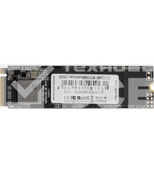 Накопитель SSD AMD Radeon R5MP960G8, 960Gb, M.2 2280, PCIe 3.0 x4, NVMe, R/W 2100/1900