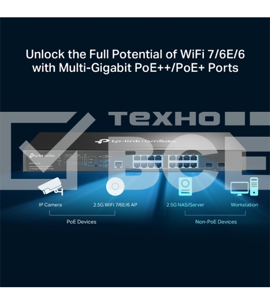 Коммутатор TP-Link SG3218XP-M2 (L2+) 16x2.5Гбит/с 2xКомбо(10GBase-T/SFP+) 2SFP+ 8PoE+ 240W управляемый