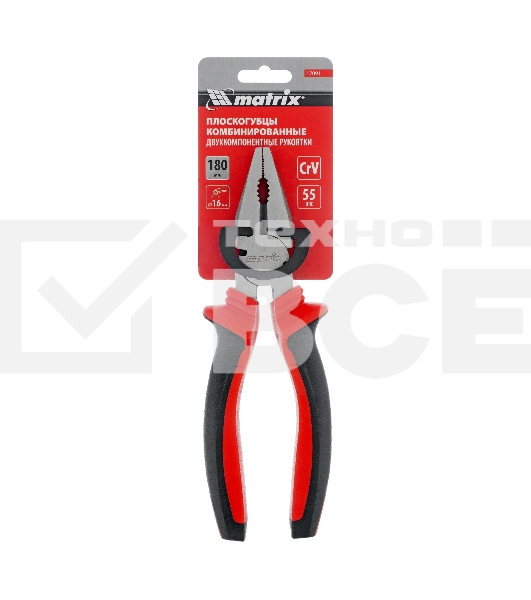 Плоскогубцы комбинированные Matrix 17091 180 мм, хром-ванадий, двухкомпонентные рукоятки
