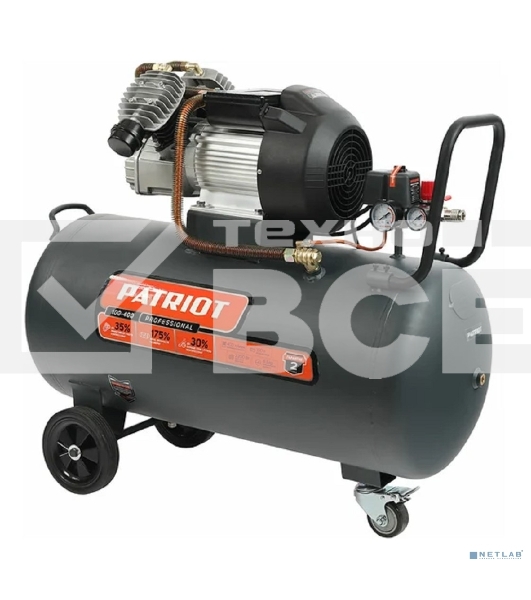 Компрессор Patriot поршневой масляный Professional 100-400, 400 л/мин, 8 бар, 2200 Вт, 100 л, быстросъемный 1/4