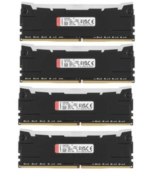 Оперативная память Kingston Fury Renegade, DDR4, 64GB (4x16GB), 3200MHz, CL16, DIMM, радиатор, черный