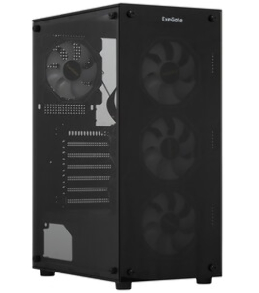Компьютерный корпус Miditower ExeGate i3 BASE-EVO800 (ATX, БП EVO800RGb с вент. 12 см, с окном, 1хUSB+1хUSB 3.0, аудио, 4 вент. 12см с RGb подсветкой)