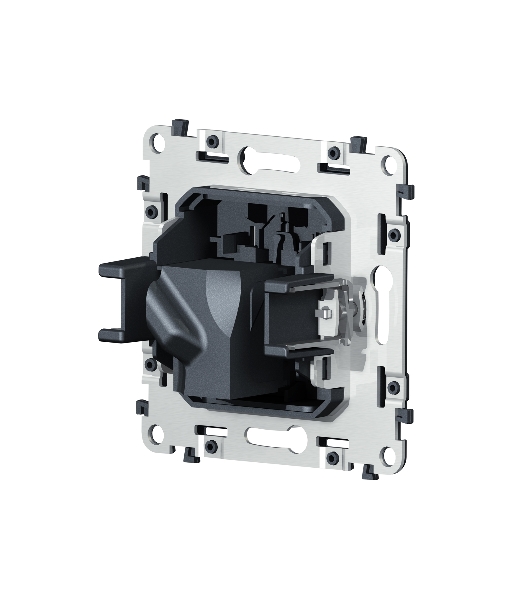 Механизм компьютерной розетки RJ-45 (8P8C) CAT6A экранированной с автоматической защитной шторкой QUANT VM185