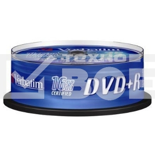 Диск DVD+R Verbatim 4.7Gb 16x Cake Box (25шт) (43500)