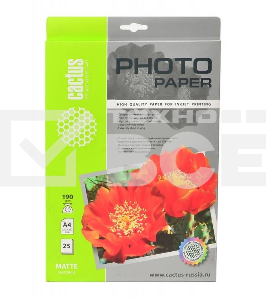 Фотобумага Cactus CS-MA419025 матовая A4 190 г/м2 25 листов