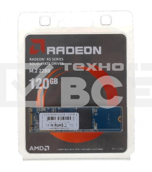 Накопитель SSD AMD Radeon R5M120G8, 120Gb, M.2 2280, SATA III, R/W 530/330