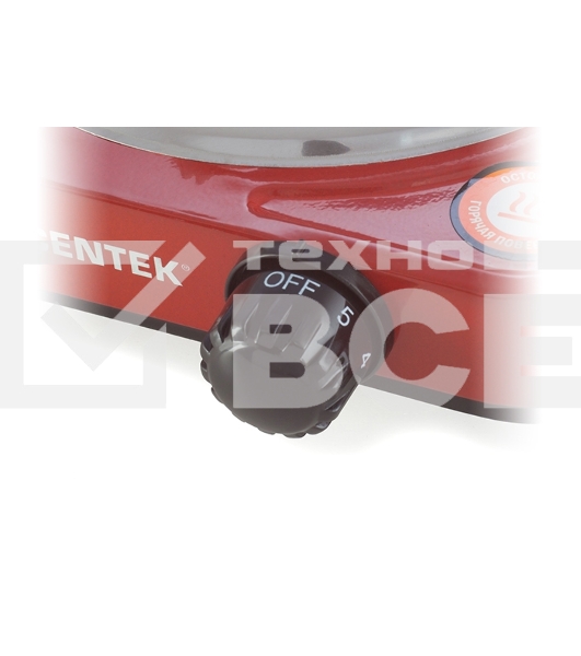 Плита настольная электрическая Centek CT-1508 красный, 1 кВт, ТЭН, конфорки - 1, эмаль, поворотные переключатели
