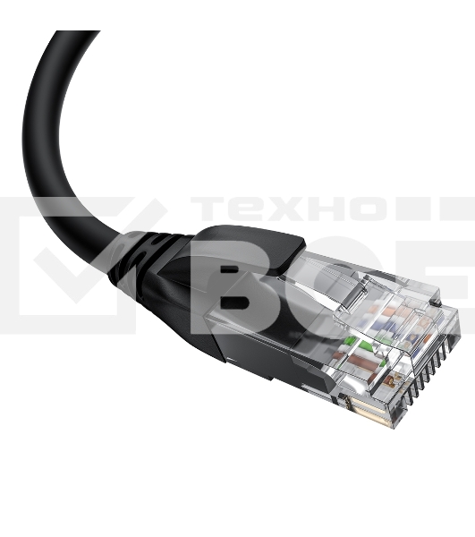 Патч-корд GCR прямой 2.0m UTP кат.5e, черный, левый угол, литой, ethernet high speed, RJ45, T568B, GCR-53151