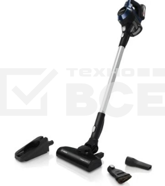 Пылесос вертикальный Bosch Unlimited BCS611P4A POWER FOR ALL 18V синий/черный, питание от аккумулятора, уборка сухая, работа от АКБ max 30 мин