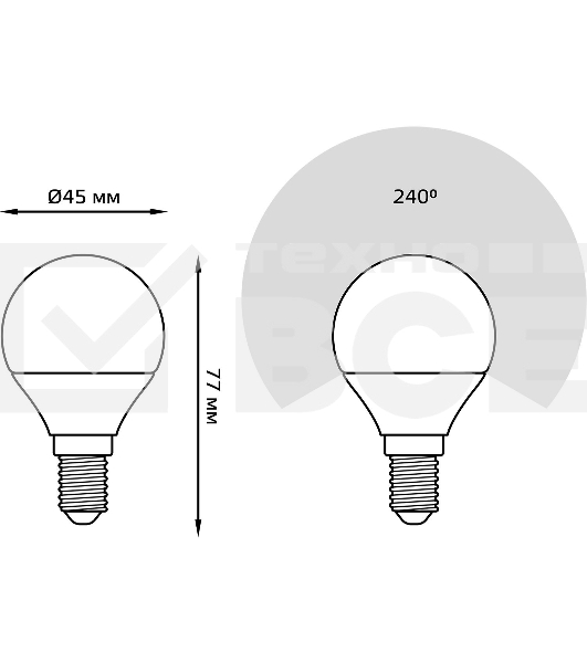 Лампа светодиодная Gauss 105101310 9.5Вт цок.:E14 шар 220B 6500K св.свеч.бел.хол. (упак.:10шт)