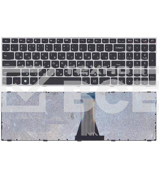Клавиатура для ноутбука Lenovo IdeaPad G50-70 G50-30 черная с серой рамкой