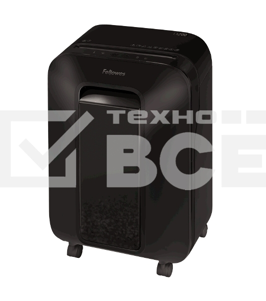 Шредер Fellowes PowerShred LX200 черный (секр.P-4)/перекрестный/12лист./22лтр./скрепки/скобы/пл.карты