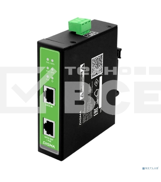 Инжектор PoE Digma DNP30W48GDXM 10/100/1000BASE-T 30Вт 37-57В(DC)