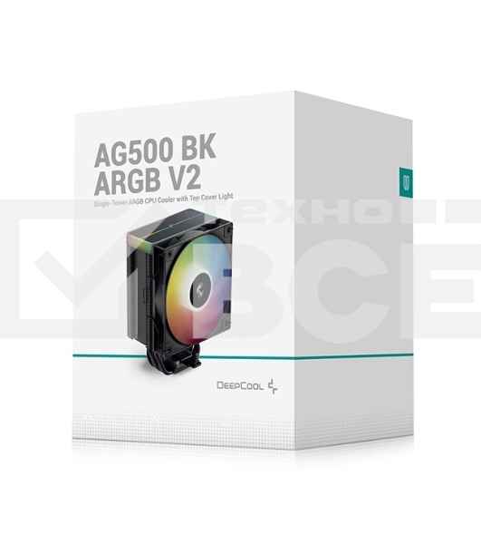 Кулер для процессора DEEPCOOL AG500 BK ARGB V2 черный 120мм алюминий+медь 1900rpm 29.4db 40pin 240W 160мм