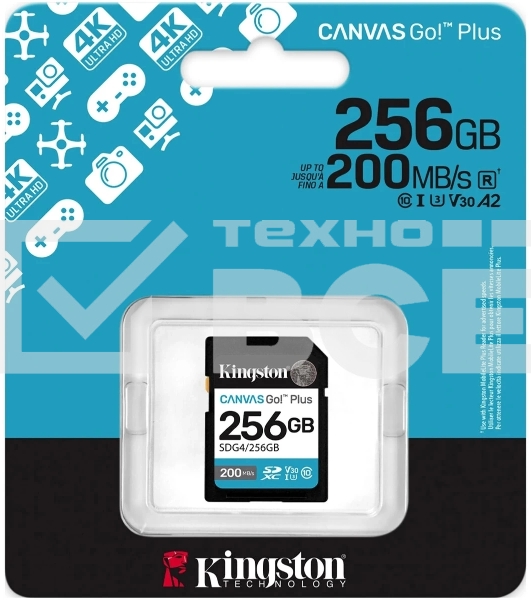 Флеш карта SDXC 256GB Kingston SDG4/256GB Canvas Go! Plus V30 + adapter
