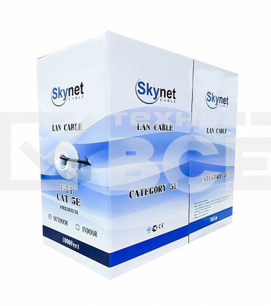 Кабель SkyNet Light UTP indoor 4x2x0,46, медный, FLUKE TEST, кат.5e, однож., 305 м, box, серый