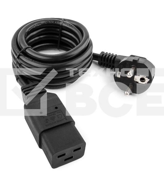 Кабель питания для UPC Gembird/Cablexpert, 1.8м, Schuko-С19, 16А, черный, с заземлением(PC-186-C19)