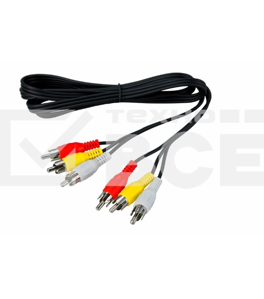 Шнур Rexant 3 RCA - 3 RCA, 1.5 м, черный (10 шт./уп.)
