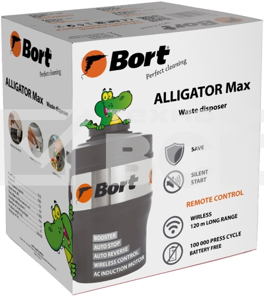 Измельчитель пищевых отходов Bort Alligator Max, 560 Вт., объём 1 600 мл., ПДУ