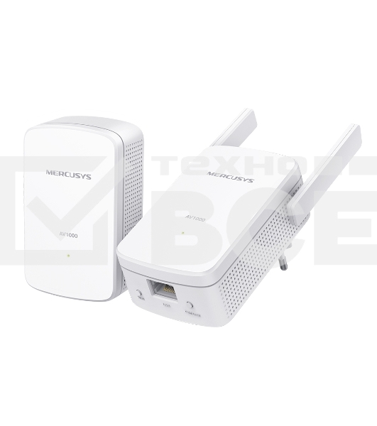 Комплект гигабитных Wi-Fi адаптеров Mercusys Powerline AV1000 Powerline kit with 300Mbps Wi-Fi, plug and play, up to 300 meters over an existing electrical circuit, the kit includes a MP510 and a MP500.