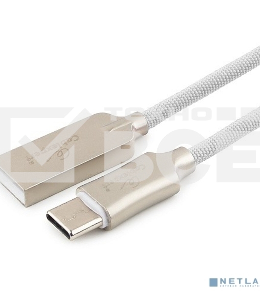 Кабель USB 2.0 Cablexpert CC-P-USBC02W-1.8M, AM/Type-C, серия Platinum, длина 1.8м, белый, блистер