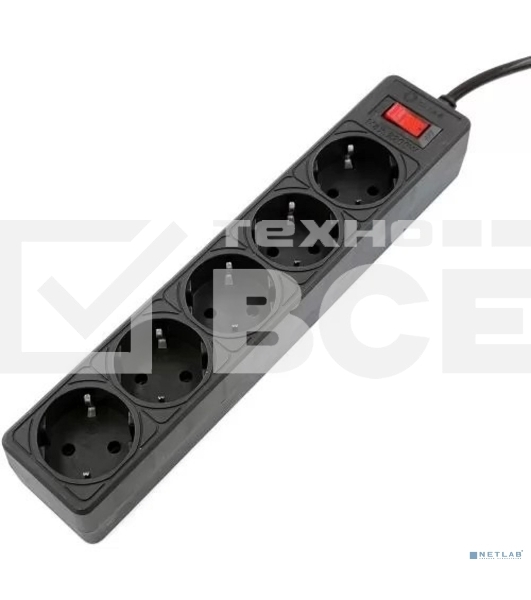 Сетевой фильтр 5bites GARDA SP5B-550 5S, 3x0.75 мм2, 5 м, черный