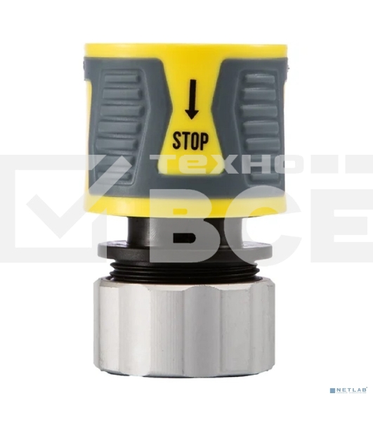 Коннектор для шланга, быстросъемный 1/2' с аквастопом, термопластичной резиной и зажимной гайкой из цинка Профи ЧЕТЫРЕ СЕЗОНА 