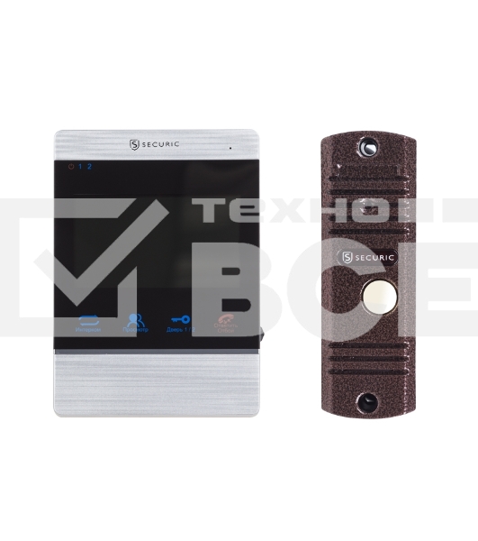 Цветной монитор видеодомофона SECURIC AC-332 4,3' AHD в комплекте с вызывной видеопанелью с кнопкой