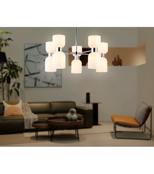 Люстра Ambrella light LH56083/10 СH/FR хром/белый матовый E14*10 max 40W D700*510