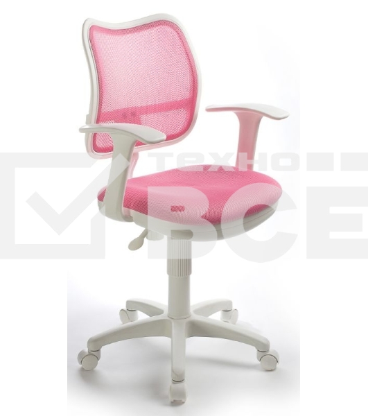 Кресло компьютерное Бюрократ CH-W797/PK/TW-13A TW-13A розовый, спинка сетка, сиденье розовый, колеса белый/розовый, пластик белый