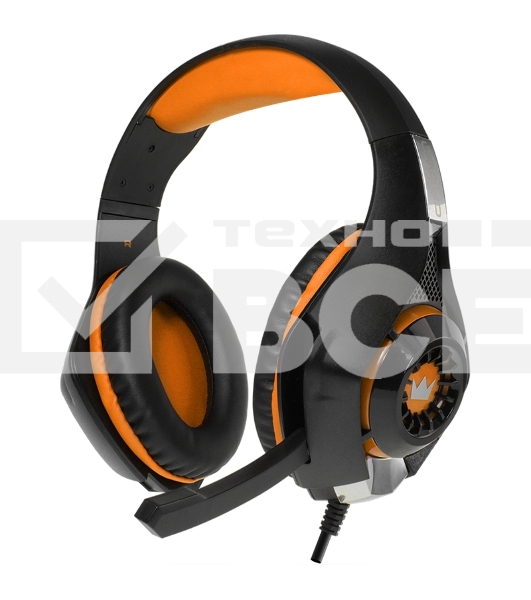 Наушники CROWN CMGH-102T Black&orange (Подключение USB, встроенная аудио карта, Частотныи диапазон: 20Гц-20,000 Гц,Кабель 2.1м,Размер D 250мм)