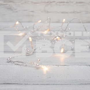 Гирлянда светодиодная «Жемчужинки» 1.5 м, 10 LED, прозрачный ПВХ, цвет свечения теплый белый, 2 х АА (батарейки не в комплекте) NEON-NIGHT
