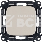 Механизм выключателя 2-кл. СП Valena Allure 10А IP20 250 В с лицевой панелью; безвинтовые зажимы сл. кость Legrand 752805, фото4