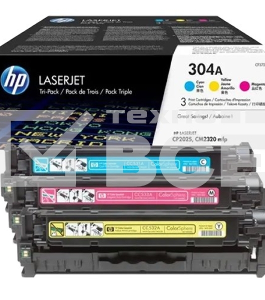 Картридж лазерный комплект HP CF372AM голубой/пурпурный/желтый для Color Laser Jet CP2025, CM2320mfp (3 х 2800)