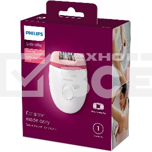 Эпилятор Philips BRE235/00 скор.:2 насад.:1 от электр.сети белый/розовый