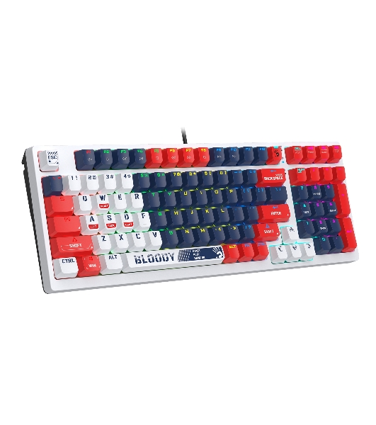 Клавиатура проводная A4Tech Bloody S98 механическая синий/белый USB for gamer LED (SPORTS NAVY)